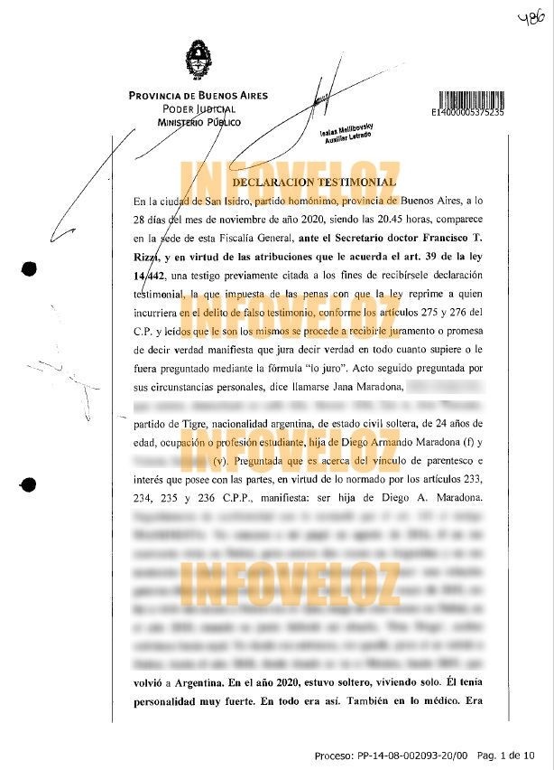 declaracion jana maradona