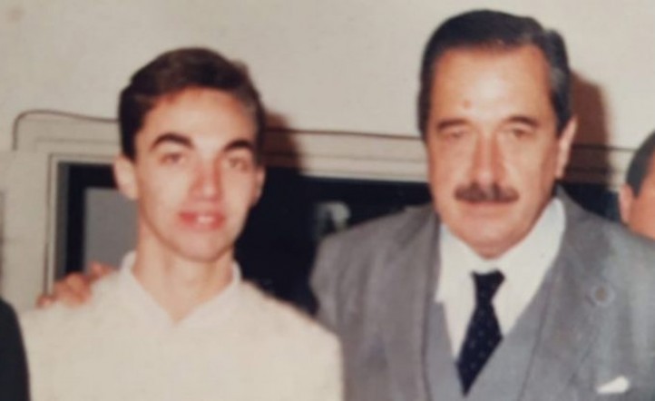 Mario Meoni junto a Raúl Alfonsín en 1987