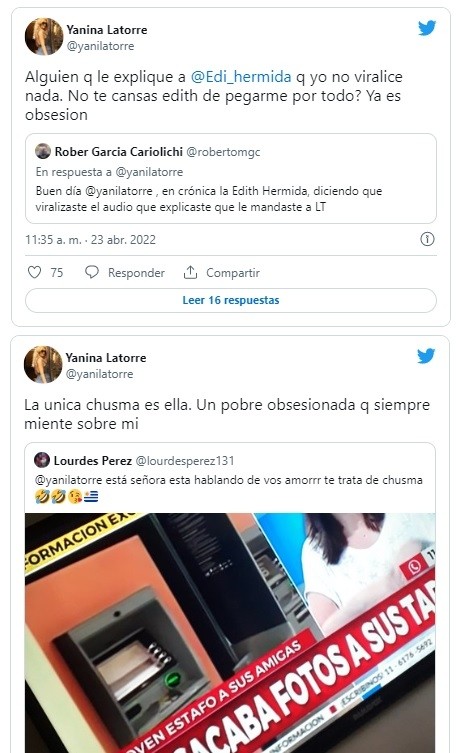 tuits yanina vs edith hermida