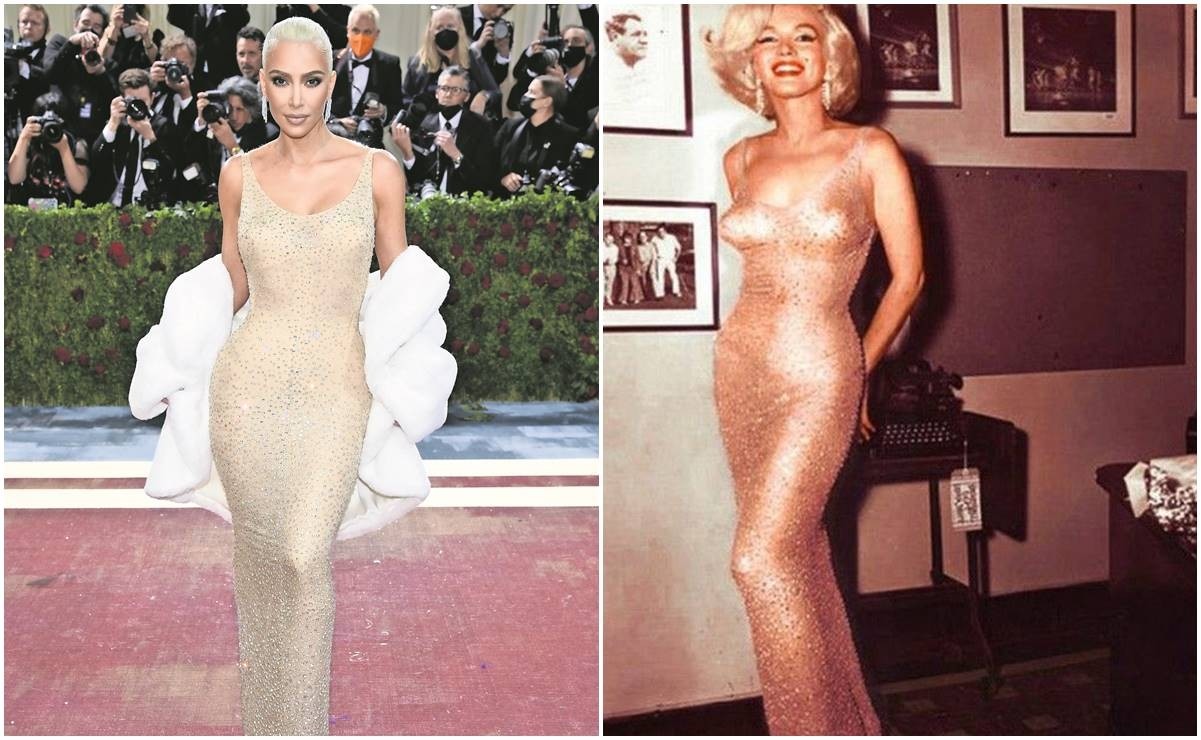 Kim Kardashian usó el vestido de Marily Monroe... pero sólo unos minutos y  sin cerrar el cierre trasero 