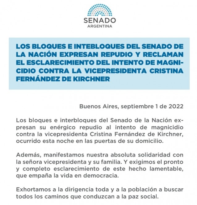 Senado argentino comunicado