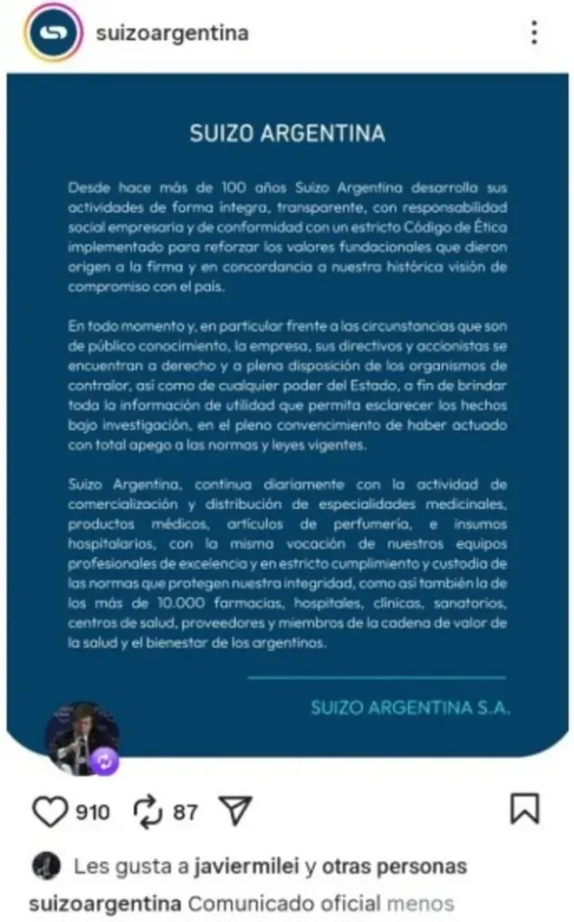 javier milei suizo argentina