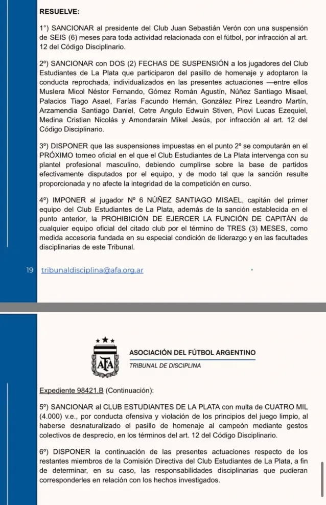 castigo afa estudiantes